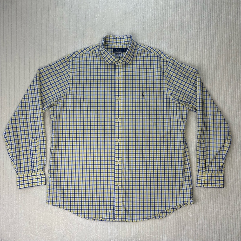 Polo Ralph Lauren Gingham Check Blue/Yellow Classic Fit Button Down XXL